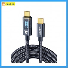 SuperV RT4-100-BK  TYPE-C to TYPE-C 1M PD100W LED 數字顯示 十字編織線材  (BLACK)